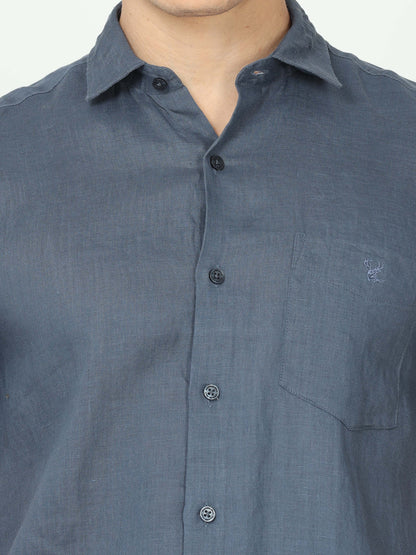 Dark Grey Mens Linen Shirt