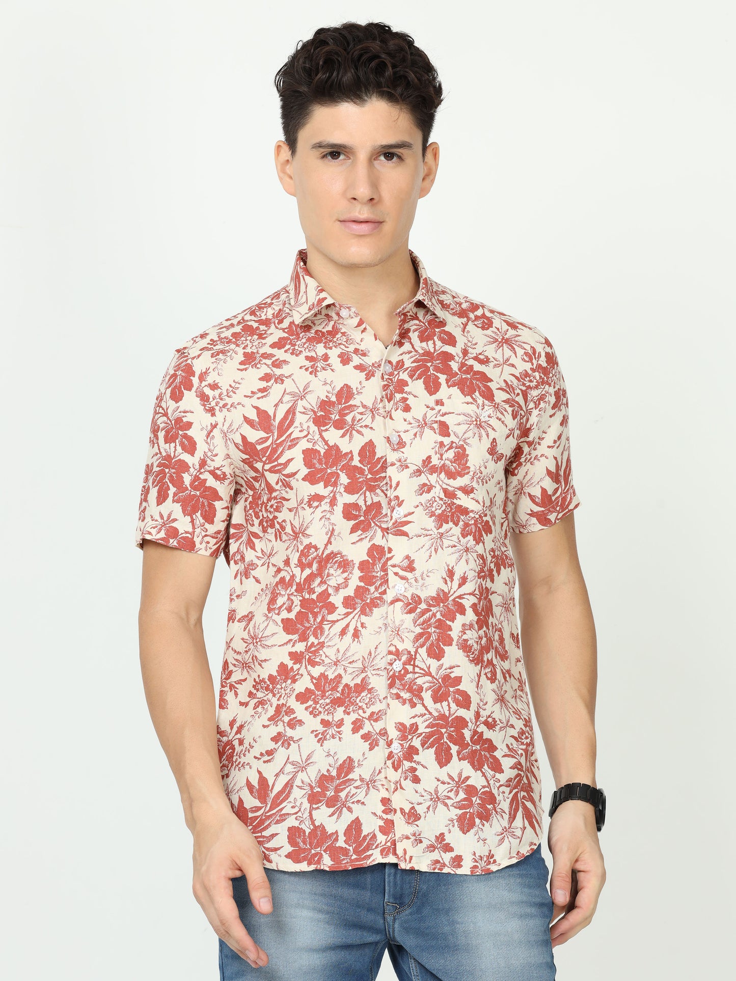 Red Mens Floral Shirt