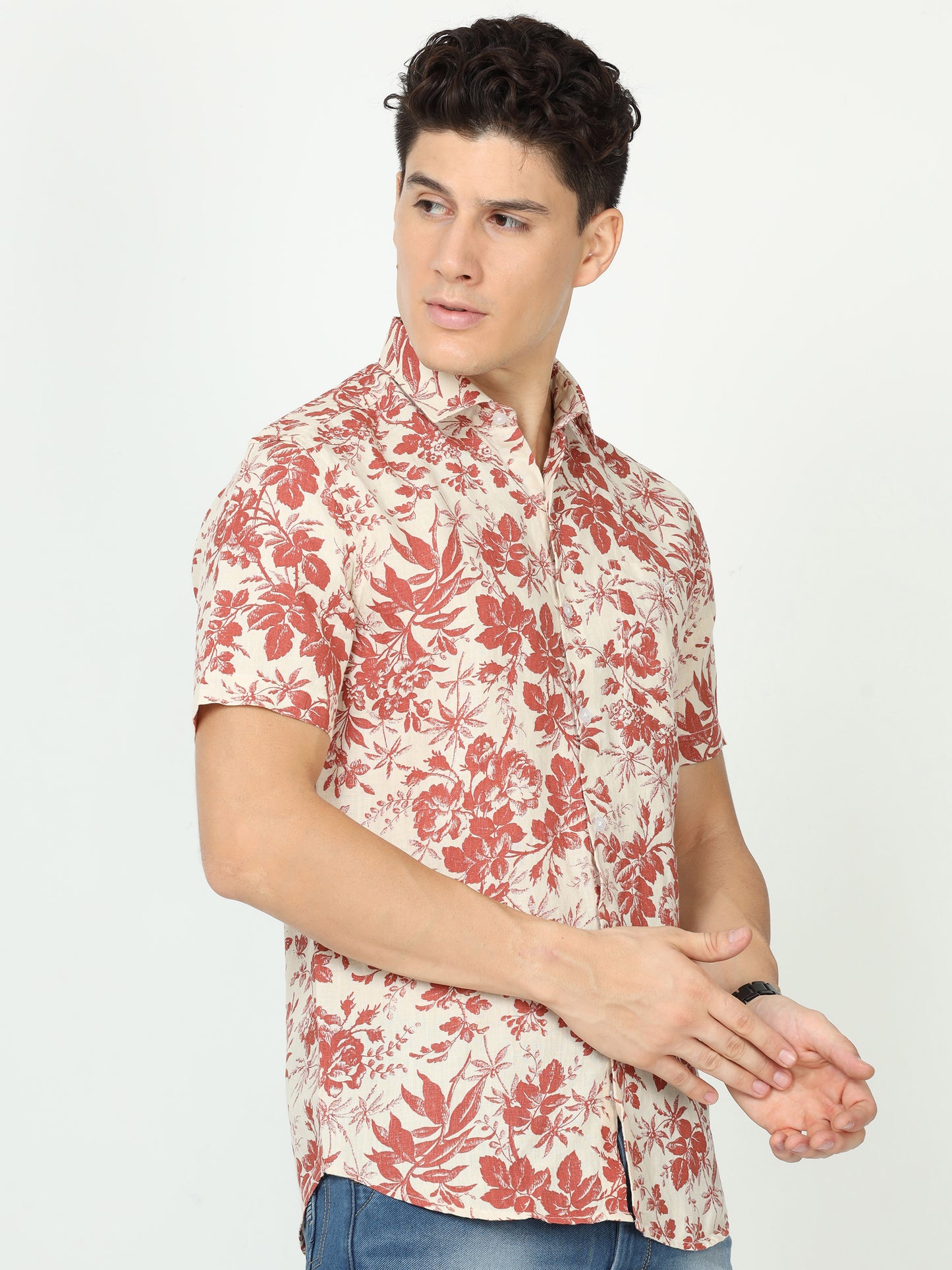 Red Mens Floral Shirt